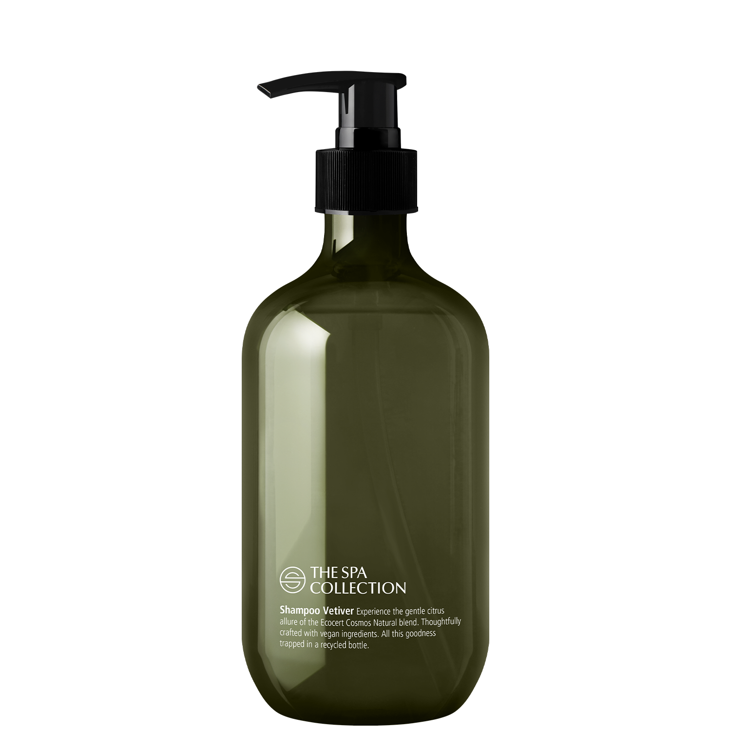 Shampoo in 475ml recycled bottle | The Spa Collection Vetiver | Ecocert Cosmos Natural | Green Key approved
